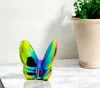 Hivvago 3" Blue And Green Crystal Butterfly Figurine Tabletop Sculpture In Multi