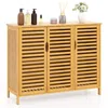 Hivvago 3-door Bamboo Bathroom Cabinet With Shelves