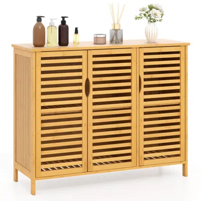 Hivvago 3-door Bamboo Bathroom Cabinet With Shelves