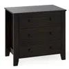 Hivvago 3-drawer Dresser Wide Chest Of Drawers Modern Large Nightstand Closet Storage Organizer In Black