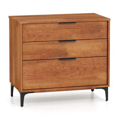 Hivvago 3 Drawer Dresser With Interlock System For Bedroom Living Room-cherry In Brown