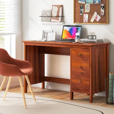 Hivvago 3-drawer Home Office Study Computer Desk With Spacious Desktop-brown