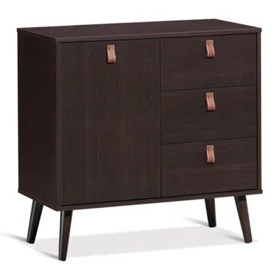 Hivvago 3-drawer Sideboard Storage Display Cabinet-brown