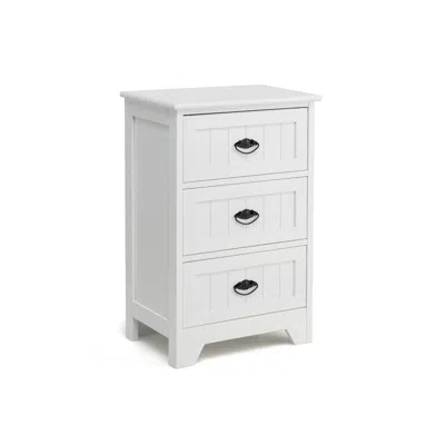 Hivvago 3 Drawers End Storage Wood Side Nightstand In White
