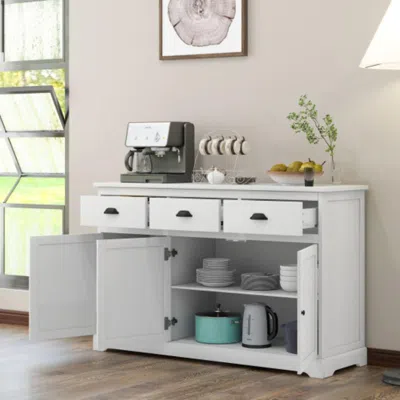 Hivvago 3 Drawers Sideboard Buffet Storage With Adjustable Shelves-white