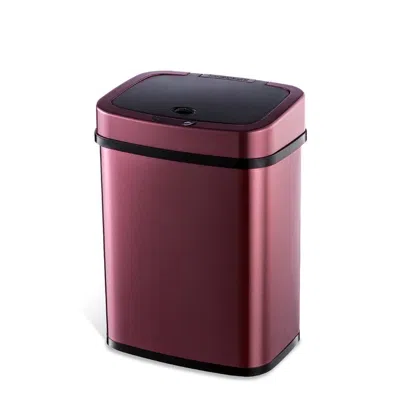 Hivvago 3-gallon Motion Sensor Touchless Stainless Steel Trash Can In Burgundy Copper In Red
