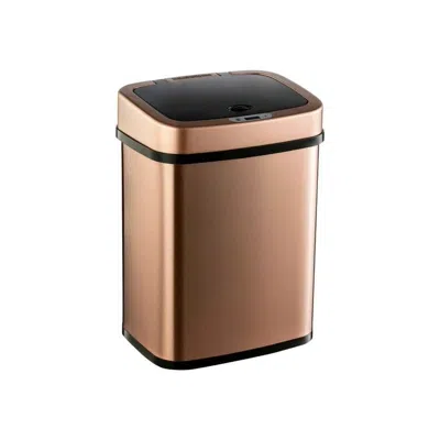 Hivvago 3-gallon Motion Sensor Touchless Stainless Steel Trash Can In Copper Gold Finish In Brown