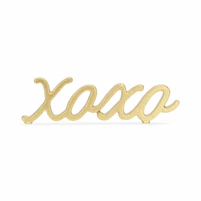 Hivvago 3" Gold Cast Iron Hand Painted Xoxo Sentiment Tabletop Sculpture