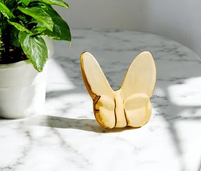 Hivvago 3" Gold Crystal Butterfly Figurine Tabletop Sculpture In Neutral