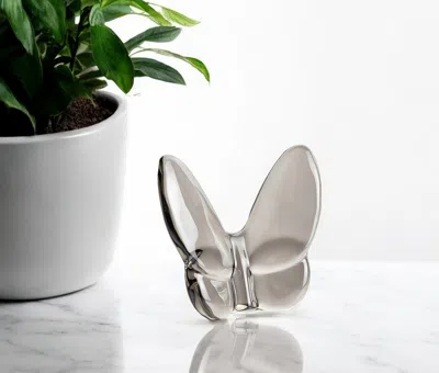Hivvago 3" Gray Crystal Butterfly Figurine Tabletop Sculpture In Neutral
