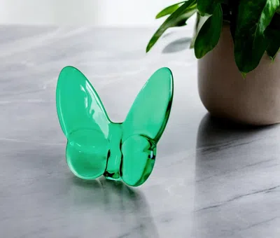 Hivvago 3" Green Crystal Butterfly Figurine Tabletop Sculpture