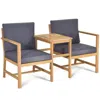 Hivvago 3-in-1 Acacia Wood Loveseat With Separable Coffee Table