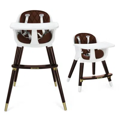 Hivvago 3-in-1 Adjustable Baby High Chair With Soft Seat Cushion For Toddlers-brown