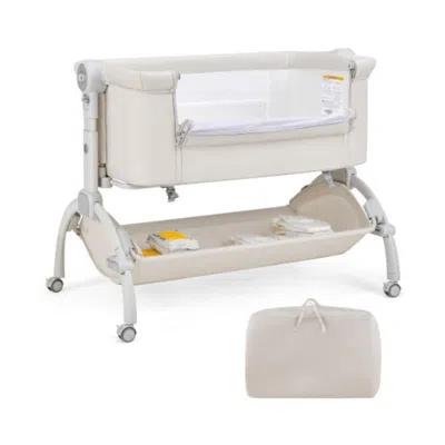 Hivvago 3-in-1 Baby Bassinet With Double-lock Design And Adjustable Heights-beige