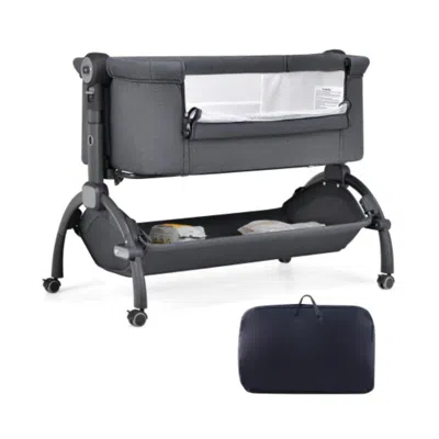 Hivvago 3-in-1 Baby Bassinet With Double-lock Design And Adjustable Heights-gray In Black