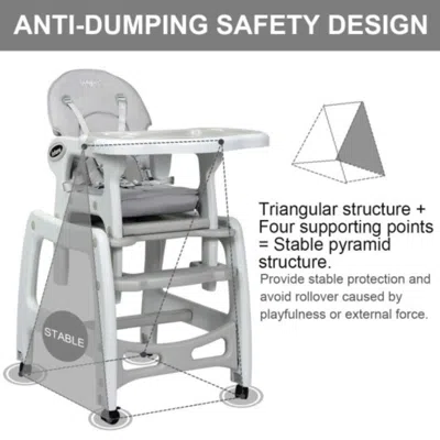Hivvago 3-in-1 Baby High Chair With Lockable Universal Wheels-gray