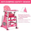 Hivvago 3-in-1 Baby High Chair With Lockable Universal Wheels-pink
