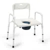 Hivvago 3-in-1 Bedside Commode Portable Toilet With Adjustable Height In White