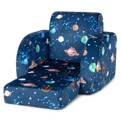 Hivvago 3-in-1 Convertible Kid Sofa Bed Flip-out Chair Lounger For Toddler-blue