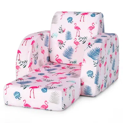Hivvago 3-in-1 Convertible Kid Sofa Bed Flip-out Chair Lounger For Toddler-pink