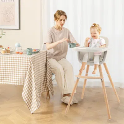 Hivvago 3-in-1 Convertible Wooden High Chair With Cushion-beige
