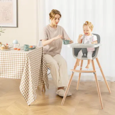 Hivvago 3-in-1 Convertible Wooden High Chair With Cushion-gray