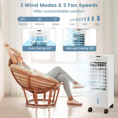 Hivvago 3-in-1 Evaporative Air Cooler With Remote For Home Office-white In Brown