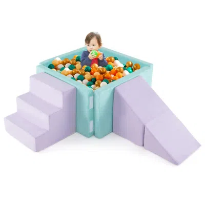 Hivvago 3-in-1 Suede Fabric Soft Play Set Foam Climbing Blocks For Toddlers-purple