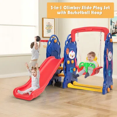 Hivvago 3-in-1 Toddler Climber And Swing Playset In Blue
