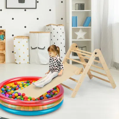 Hivvago 3-in-1 Triangular Climbing Toys For Toddlers-natural