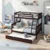 Hivvago 3-in-1 Twin Over Full Bunk Bed With Trundle And Ladder-espresso