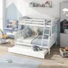 Hivvago 3-in-1 Twin Over Full Bunk Bed With Trundle And Ladder-white
