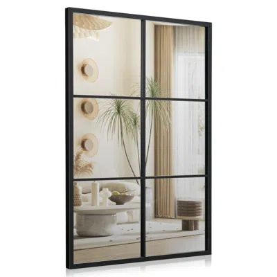 Hivvago 3-layered Decorative Wall Mirror With Metal Frame For Dining Living Room-black