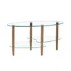 Hivvago 3 Layered Transparent Tempered Glass Oval Modern Coffee Table - Brown In Multi