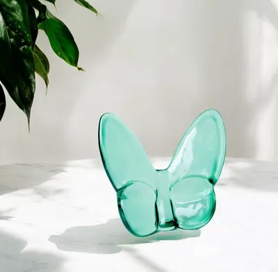 Hivvago 3" Mint Green Crystal Butterfly Figurine Tabletop Sculpture In Blue