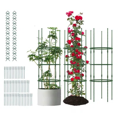 Hivvago 3 Pack 60 Inch Adjustable Tall Plant Support Trellis For Climbing Plants