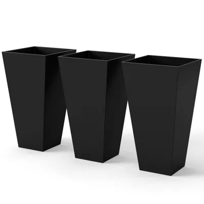 Hivvago 3-pack Anti-crack Plastic Flower Pots For Garden & Home In Black