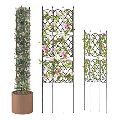 Hivvago 3-pack Outdoor Plant Support Frame For Raised Garden Bed In Black
