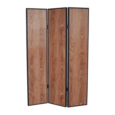 Hivvago 3 Panel Foldable Wooden Screen With Grain Details, Brown