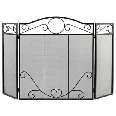 Hivvago 3-panel Freestanding Fireplace Screen Folded Fire Doors
