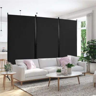 Hivvago 3-panel Room Divider Folding Privacy Partition Screen For Office Room-black