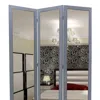 Hivvago 3 Panel Wooden Foldable Mirror Encasing Room Divider,light Gray And Silver In Blue