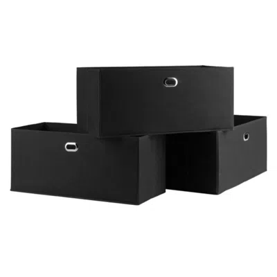 Hivvago 3-pc Foldable Fabric Basket Set Black In Blue