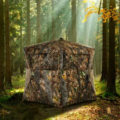 Hivvago 3 Person Portable Pop-up Ground Hunting Blind With Tie-downs In Brown