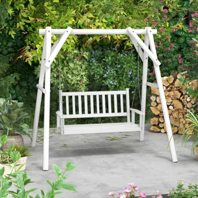 Hivvago 3-person Wooden Outdoor Porch Swing With 800 Lbs Weight Capacity-brown