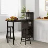Hivvago 3 Piece Bar Table And Chairs Set With 6-bottle Wine Rack-brown