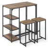 Hivvago 3-piece Bar Table Set For 2 Bar-height Dining Table With 2 Stools-rustic Brown In Brown