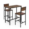 Hivvago 3 Piece Bar Table Set With Backrest And Footrest For Small Space