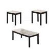 Hivvago 3 Piece Coffee Table And End Table With Faux Marble Top, Black And White