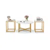 Hivvago 3-piece Coffee Table Set Round Coffee Table And 2pcs Square End Tables In White